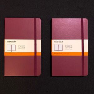 2X MOLESKINE Classic Hard Cover Lined Ruled Notebooks —  LARGE 5 x 8 ¼” — NWT